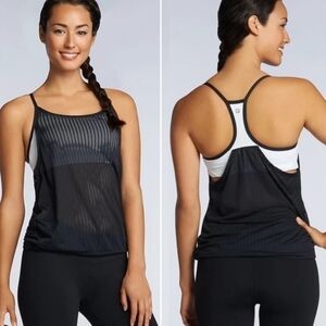 Fabletics Norwalk Black Mesh Tank White Bra XXS